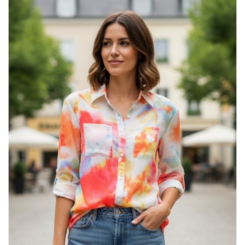 Decree Watercolor Button down top Size S
